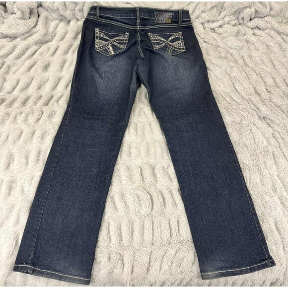 One 5 One Jeans Women Size 10 Bootcut Dark Wash Stretch Embellished Denim Rodeo - Picture 2 of 8